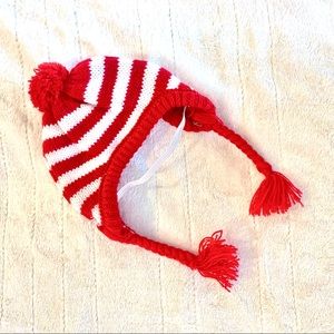 Red & White Stripe Dog Beanie